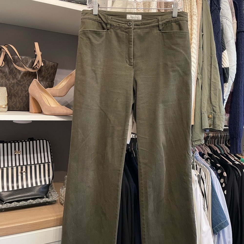 Olive Green Wide-Leg Pants